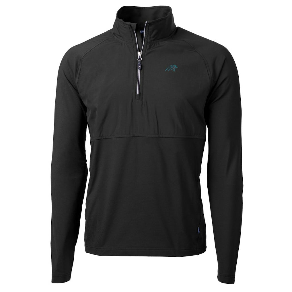 Carolina Panthers Cutter & Buck Adapt Eco Knit Hybrid Recycled Quarter-Zip Raglan Jacket - Black sale