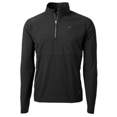 Carolina Panthers Cutter & Buck Adapt Eco Knit Hybrid Recycled Quarter-Zip Raglan Jacket - Black sale