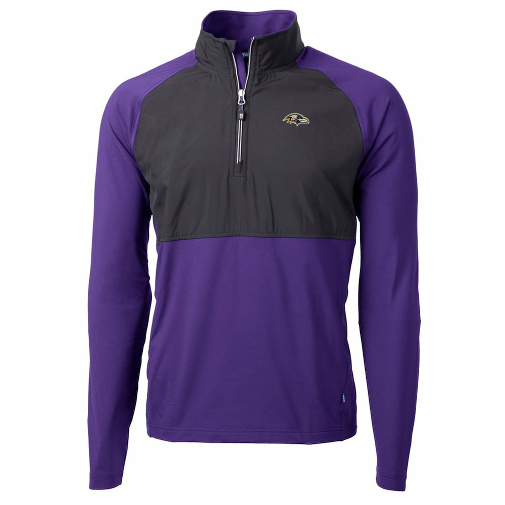 Baltimore Ravens Cutter & Buck Adapt Eco Knit Hybrid Recycled Quarter-Zip Raglan Jacket - Black/Purple sale
