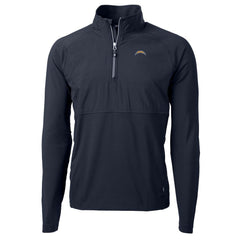 Los Angeles Chargers Cutter & Buck Adapt Eco Knit Hybrid Recycled Quarter-Zip Raglan Jacket - Navy sale
