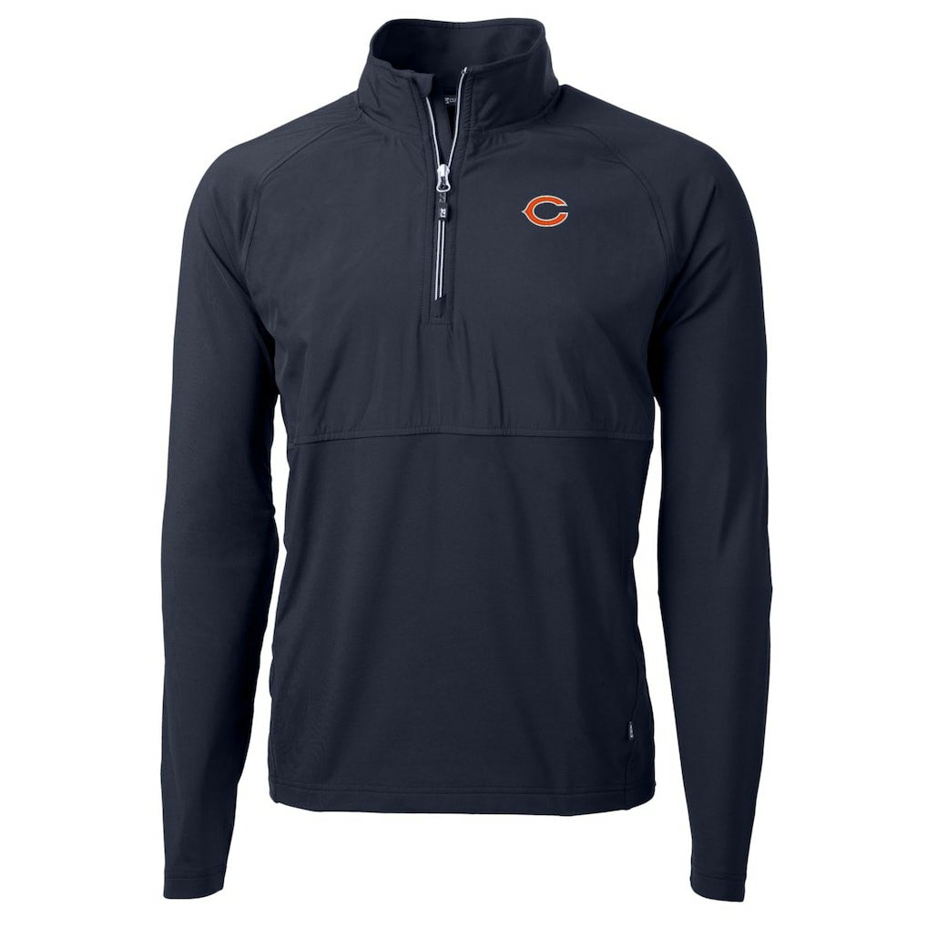 Chicago Bears Cutter & Buck Adapt Eco Knit Hybrid Recycled Quarter-Zip Raglan Jacket - Navy for sale