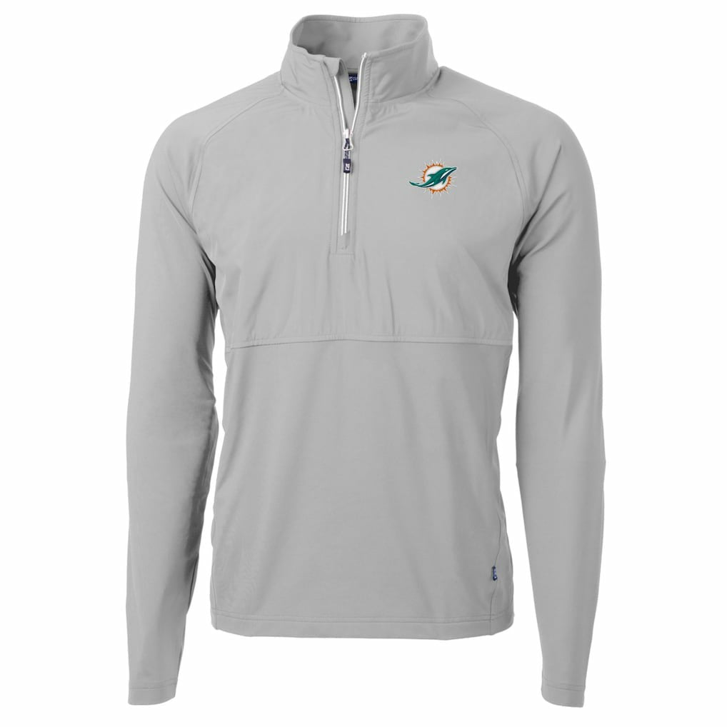 Miami Dolphins Cutter & Buck Adapt Eco Knit Hybrid Recycled Quarter-Zip Raglan Jacket - Gray cheap