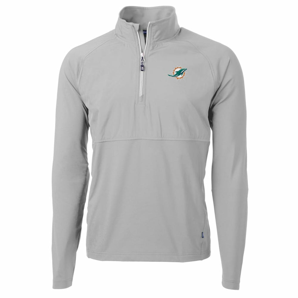 Miami Dolphins Cutter & Buck Adapt Eco Knit Hybrid Recycled Quarter-Zip Raglan Jacket - Gray cheap