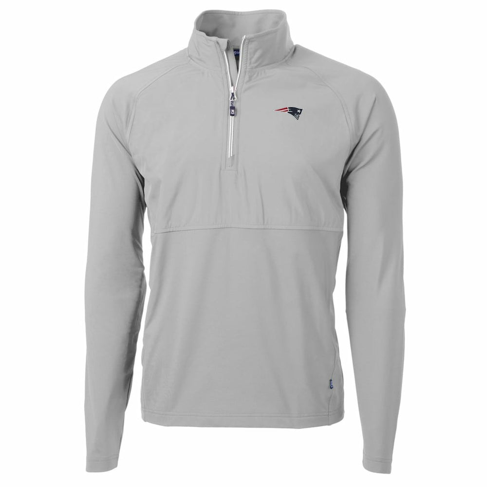 New England Patriots Cutter & Buck Adapt Eco Knit Hybrid Recycled Quarter-Zip Raglan Jacket - Gray for sale