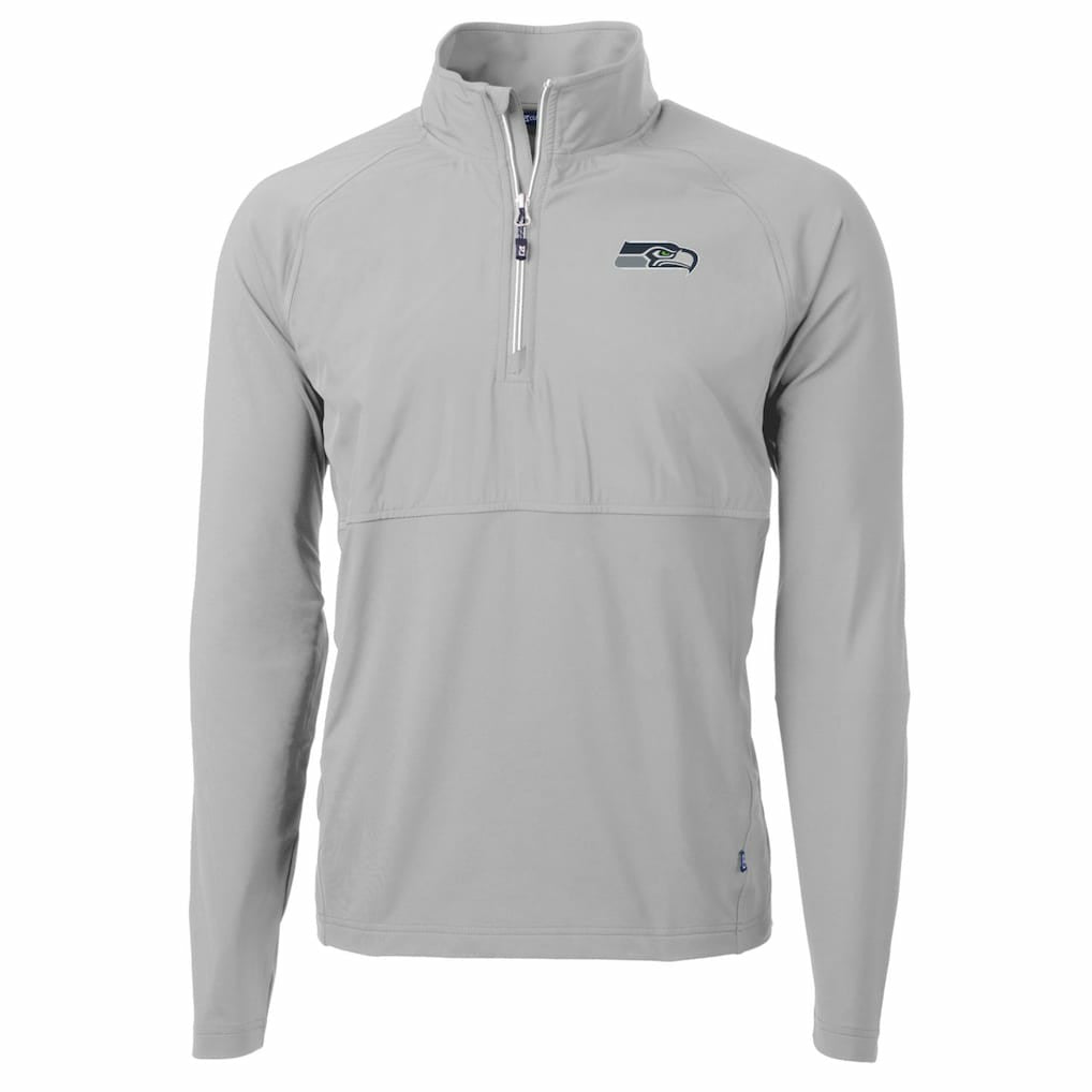 Seattle Seahawks Cutter & Buck Adapt Eco Knit Hybrid Recycled Quarter-Zip Raglan Jacket - Gray cheap
