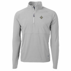 New Orleans Saints Cutter & Buck Adapt Eco Knit Hybrid Recycled Quarter-Zip Raglan Jacket - Gray for sale