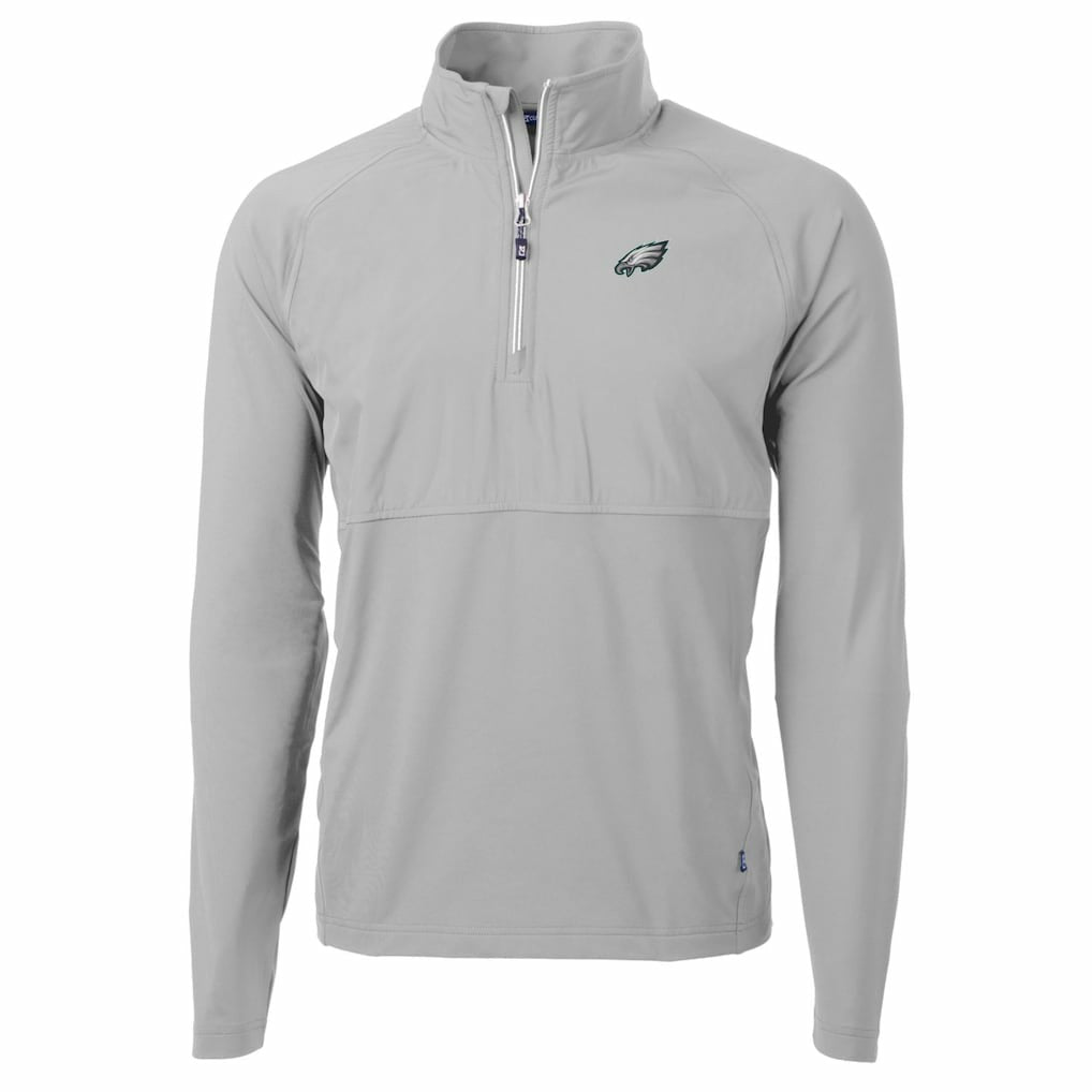 Philadelphia Eagles Cutter & Buck Adapt Eco Knit Hybrid Recycled Quarter-Zip Raglan Jacket - Gray sale