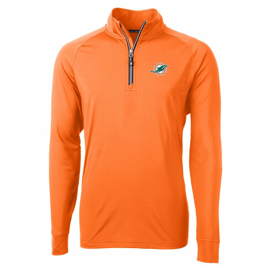 Miami Dolphins Cutter & Buck Adapt Eco Knit Stretch Recycled Quarter-Zip Jacket - Orange discount
