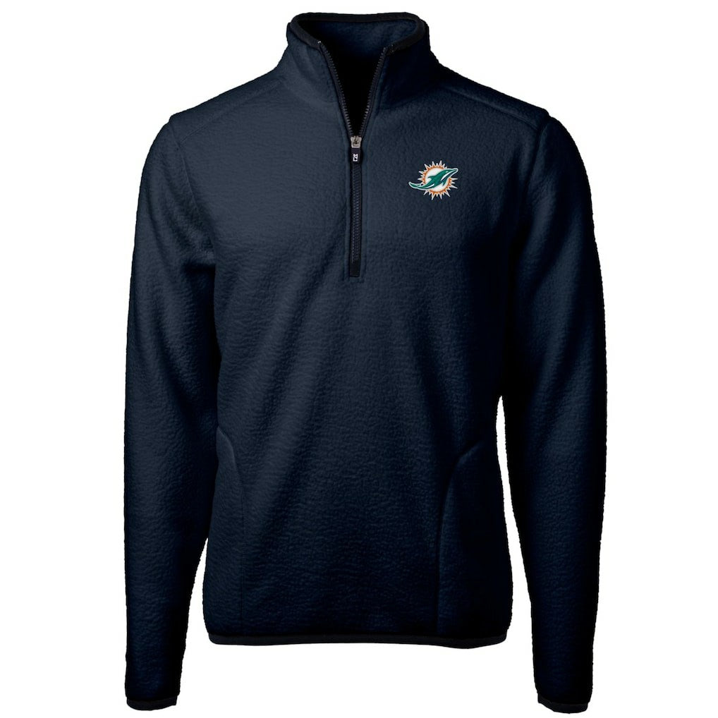 Miami Dolphins Cutter & Buck Cascade Eco Sherpa Fleece Quarter-Zip Pullover Jacket - Navy discount