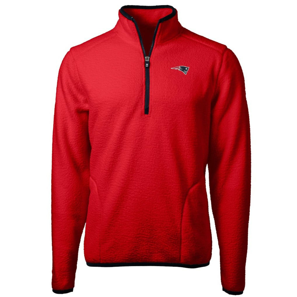 New England Patriots Cutter & Buck Cascade Eco Sherpa Fleece Quarter-Zip Pullover Jacket - Red sale