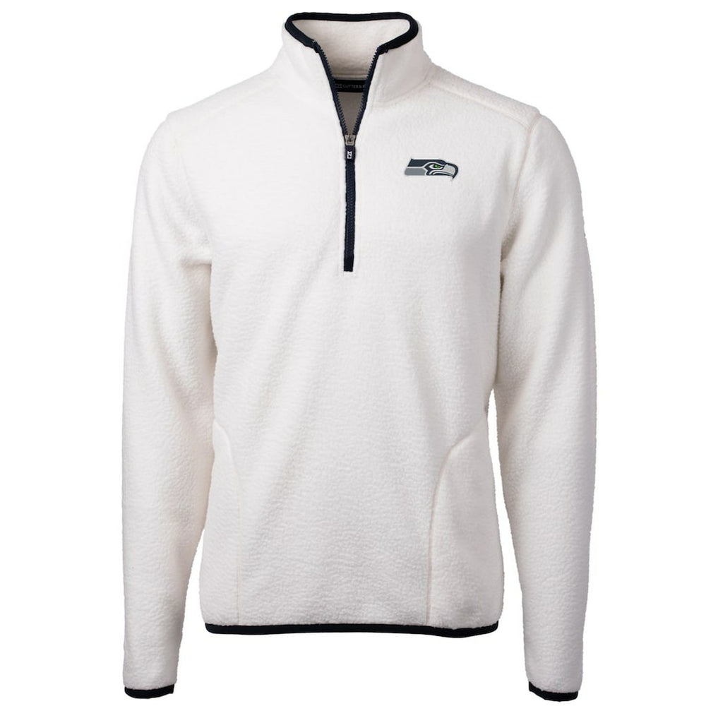 Seattle Seahawks Cutter & Buck Cascade Eco Sherpa Fleece Quarter-Zip Pullover Jacket - White for sale