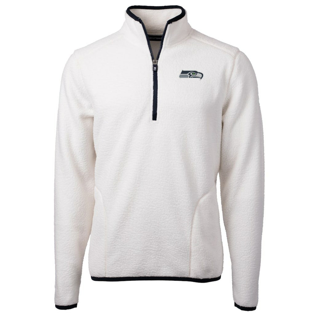Seattle Seahawks Cutter & Buck Cascade Eco Sherpa Fleece Quarter-Zip Pullover Jacket - White for sale