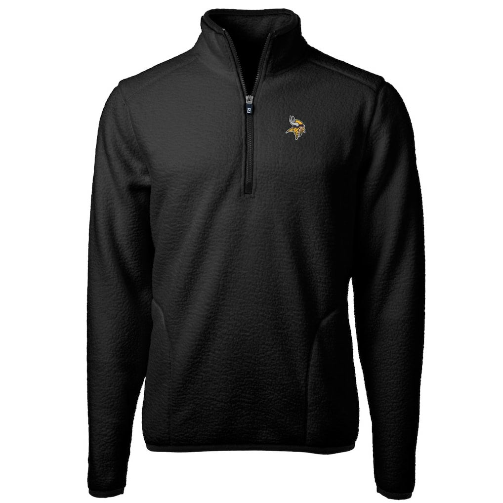 Minnesota Vikings Cutter & Buck Big & Tall Cascade Eco Sherpa Fleece Quarter-Zip Pullover Jacket - Black discount