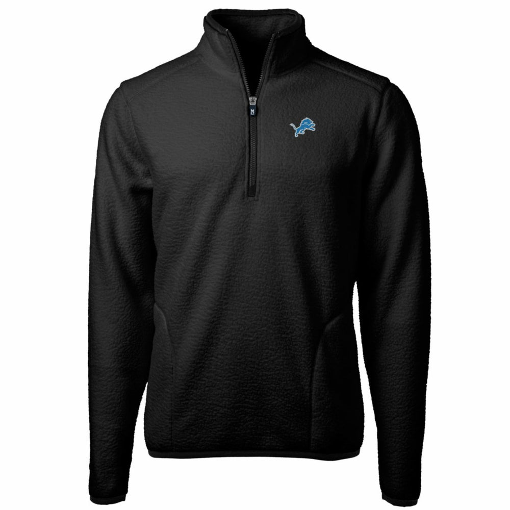 Detroit Lions Cutter & Buck Big & Tall Cascade Eco Sherpa Fleece Quarter-Zip Pullover Jacket - Black for sale