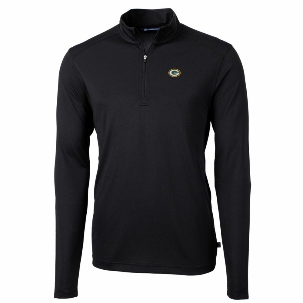 Green Bay Packers Cutter & Buck Big & Tall Virtue Eco Pique Quarter-Zip Pullover Jacket - Black discount