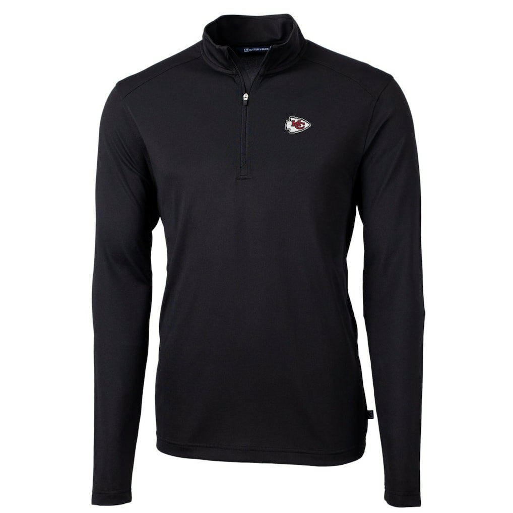 Kansas City Chiefs Cutter & Buck Big & Tall Virtue Eco Pique Quarter-Zip Pullover Jacket - Black discount