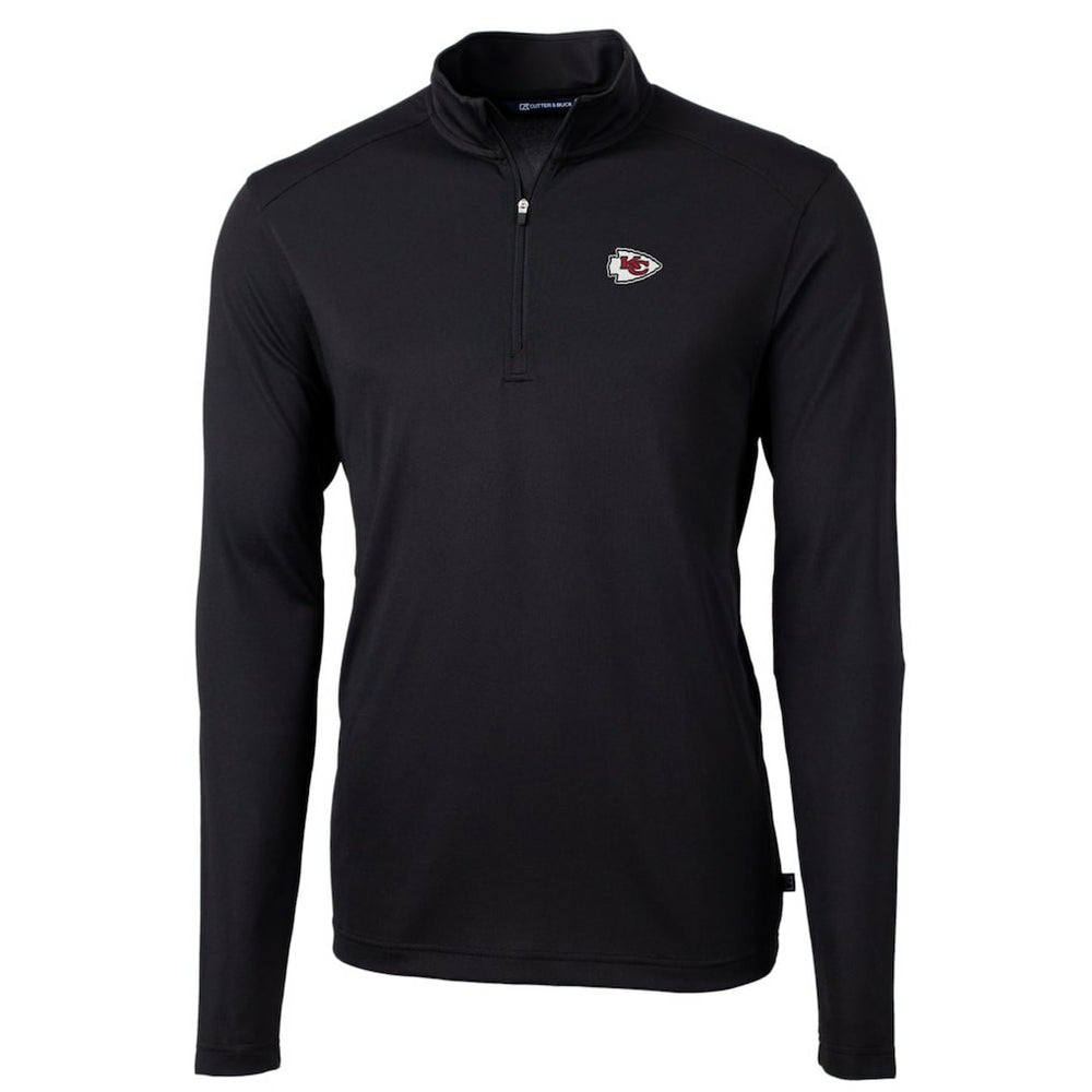 Kansas City Chiefs Cutter & Buck Big & Tall Virtue Eco Pique Quarter-Zip Pullover Jacket - Black discount
