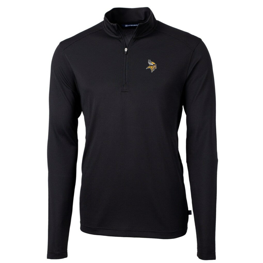 Minnesota Vikings Cutter & Buck Big & Tall Virtue Eco Pique Quarter-Zip Pullover Jacket - Black online