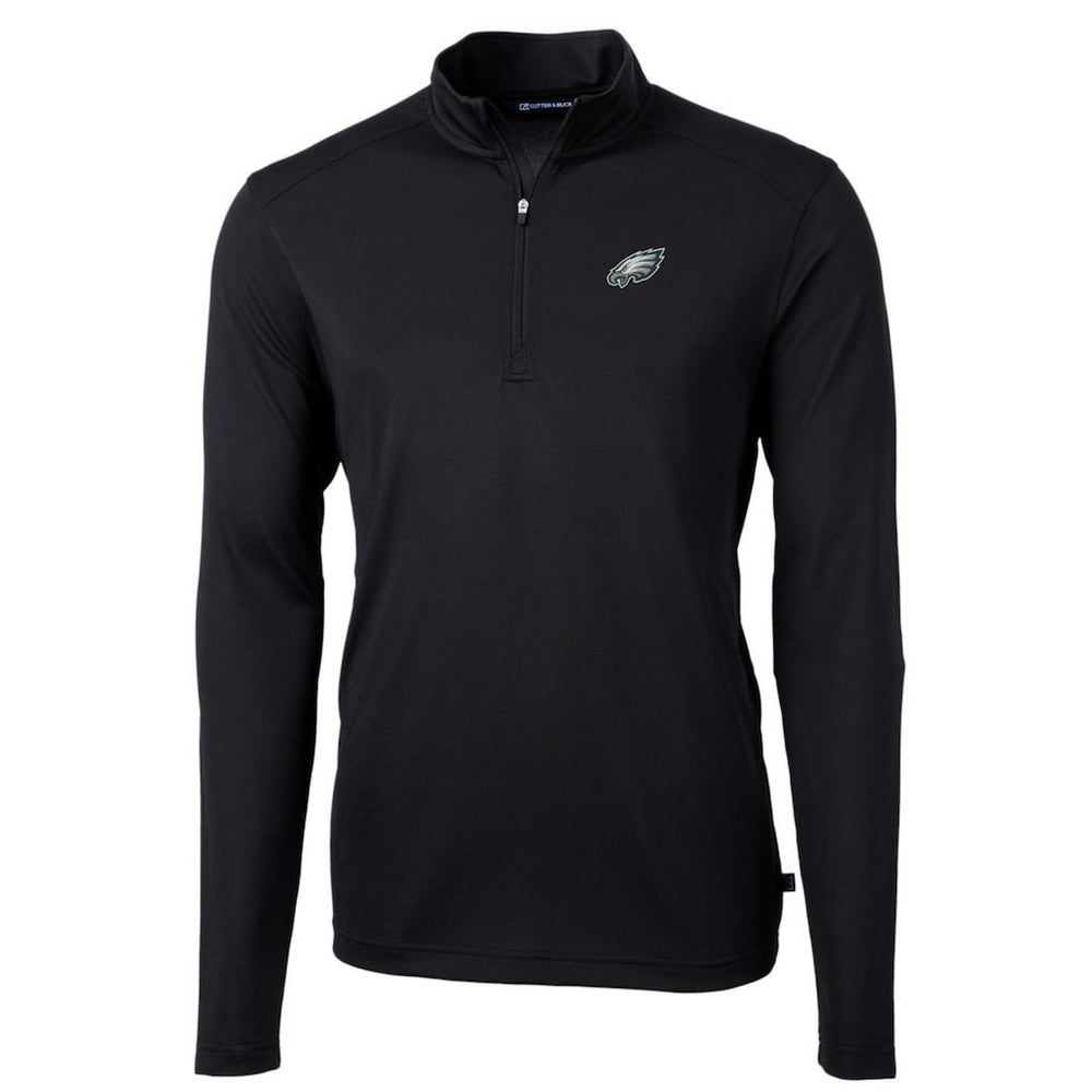 Philadelphia Eagles Cutter & Buck Big & Tall Virtue Eco Pique Quarter-Zip Pullover Jacket - Black sale