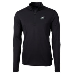 Philadelphia Eagles Cutter & Buck Big & Tall Virtue Eco Pique Quarter-Zip Pullover Jacket - Black sale