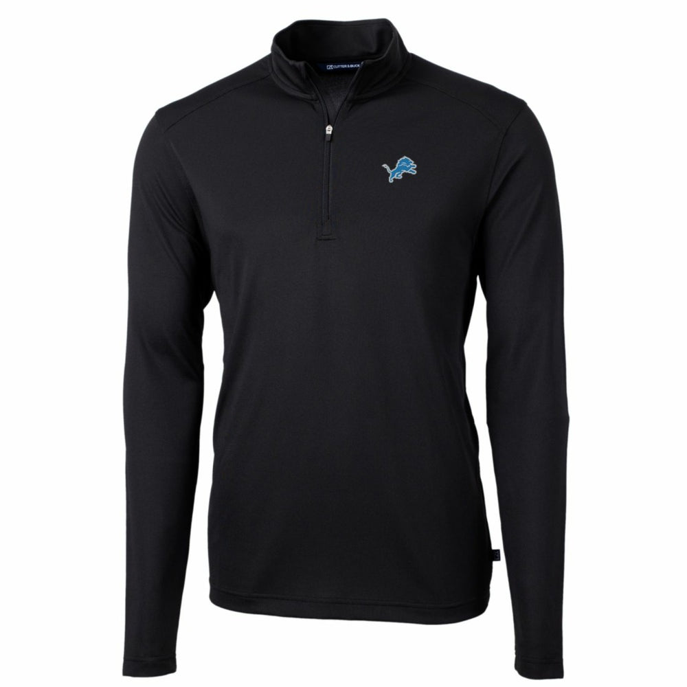 Detroit Lions Cutter & Buck Big & Tall Virtue Eco Pique Quarter-Zip Pullover Jacket - Black cheap