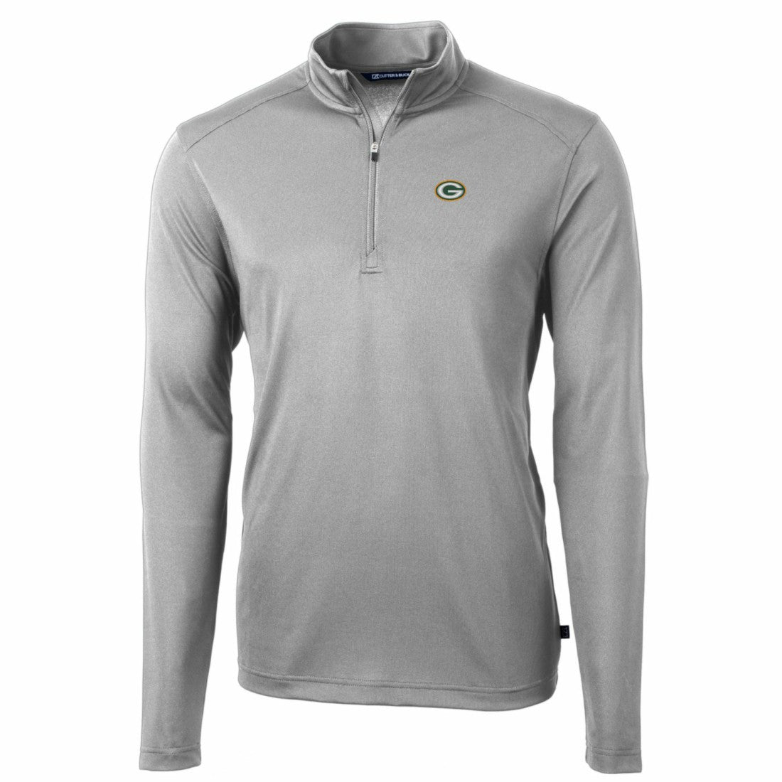 Green Bay Packers Cutter & Buck Big & Tall Virtue Eco Pique Quarter-Zip Pullover Jacket - Gray for sale