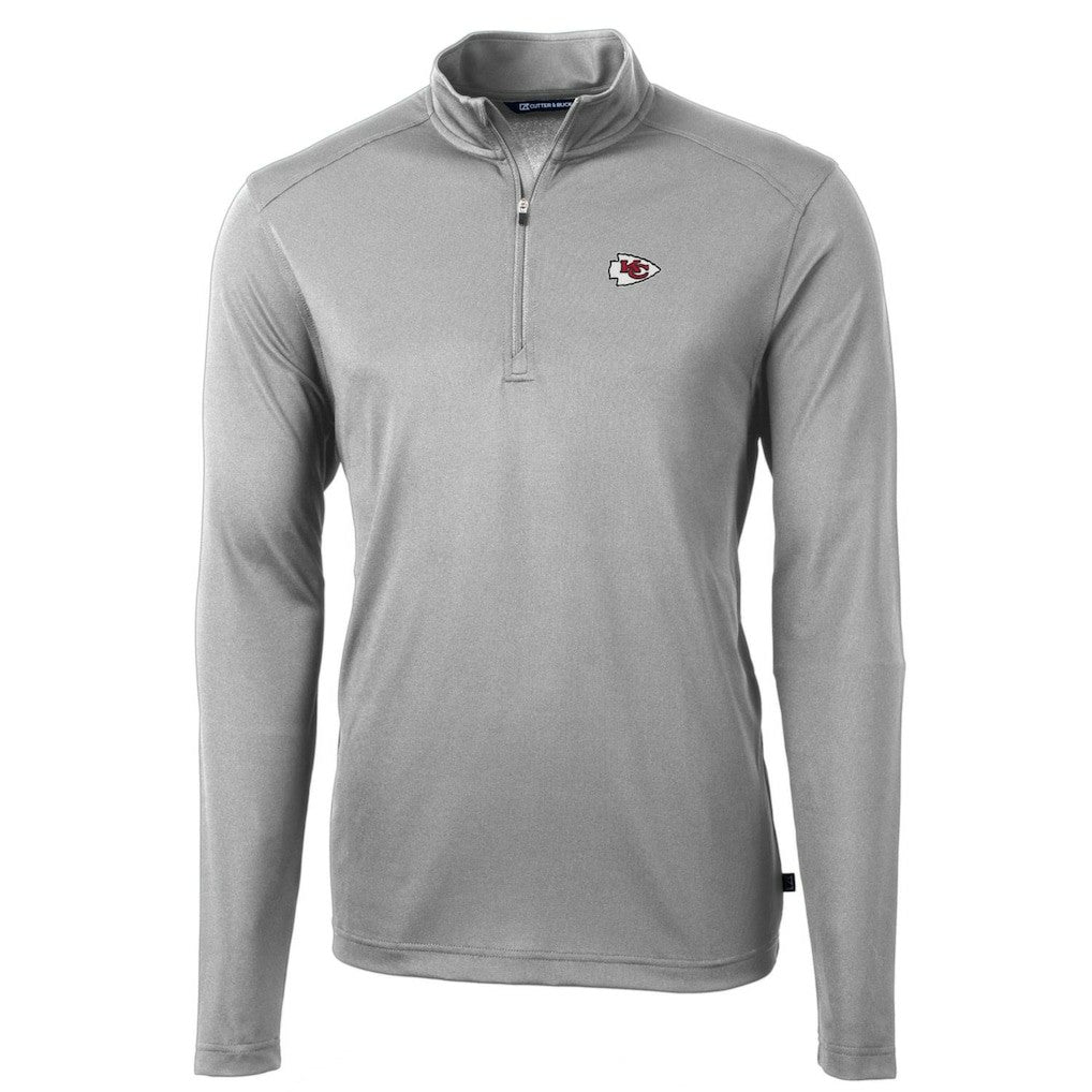 Kansas City Chiefs Cutter & Buck Big & Tall Virtue Eco Pique Quarter-Zip Pullover Jacket - Gray outlet
