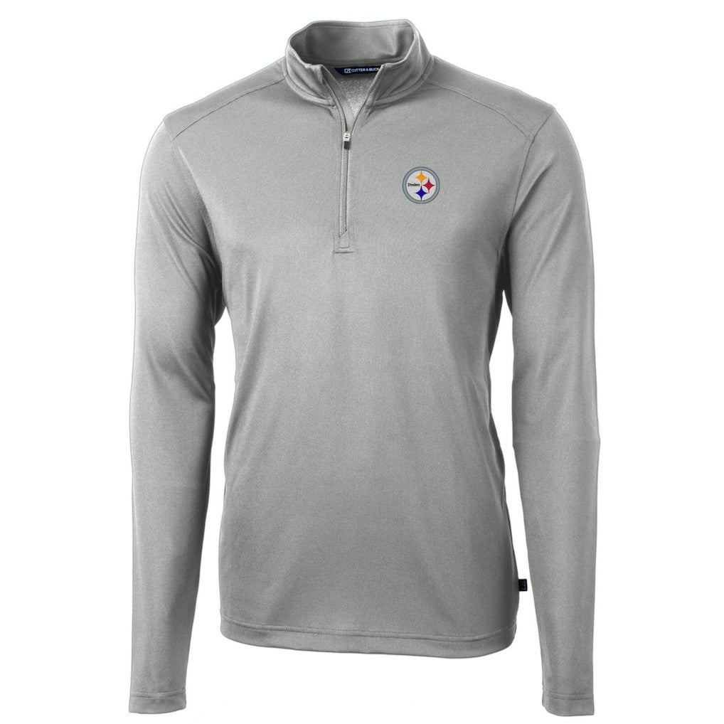Pittsburgh Steelers Cutter & Buck Big & Tall Virtue Eco Pique Quarter-Zip Pullover Jacket - Gray sale