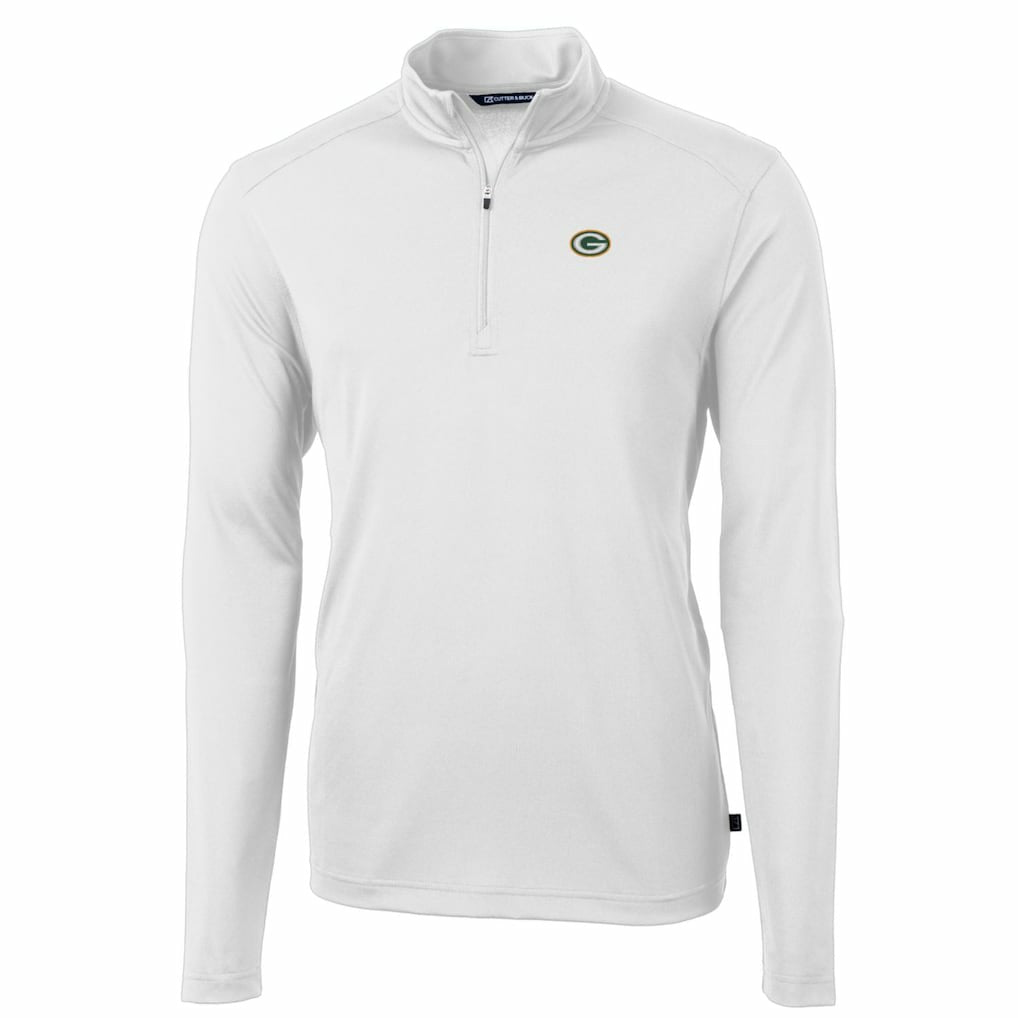 Green Bay Packers Cutter & Buck Big & Tall Virtue Eco Pique Quarter-Zip Pullover Jacket - White discount