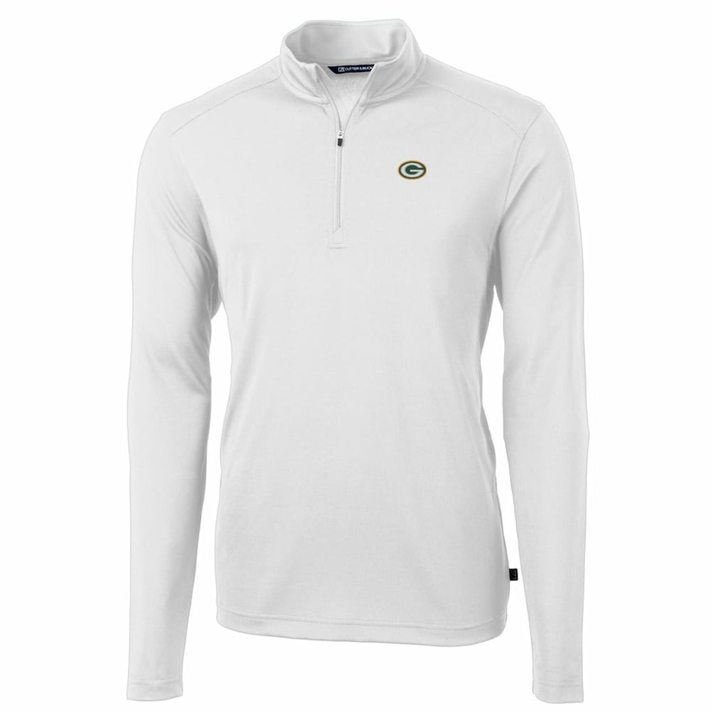 Green Bay Packers Cutter & Buck Big & Tall Virtue Eco Pique Quarter-Zip Pullover Jacket - White discount