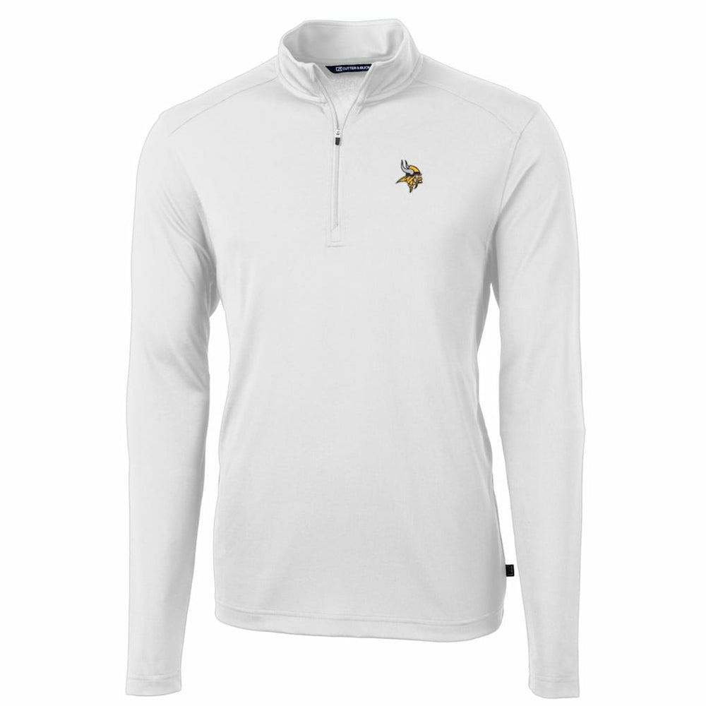 Minnesota Vikings Cutter & Buck Big & Tall Virtue Eco Pique Quarter-Zip Pullover Jacket - White on sale