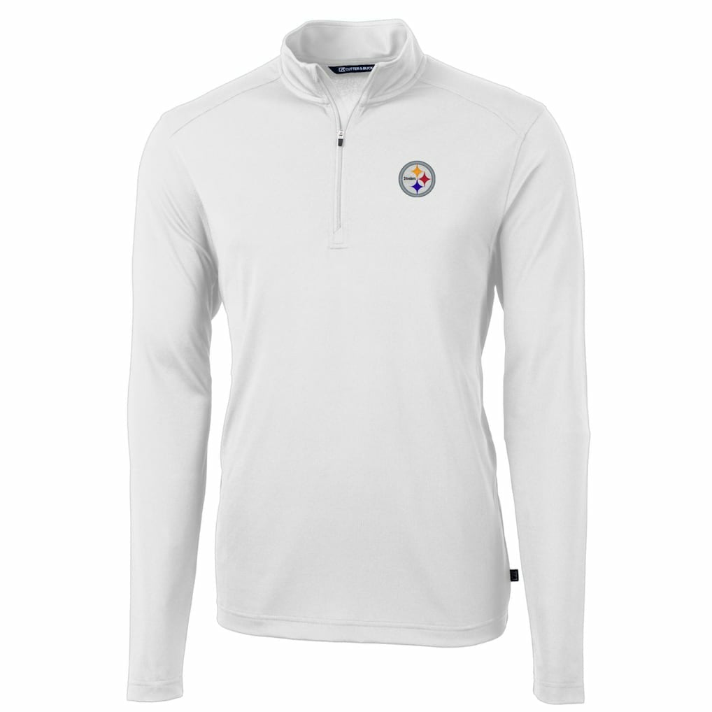 Pittsburgh Steelers Cutter & Buck Big & Tall Virtue Eco Pique Quarter-Zip Pullover Jacket - White for sale