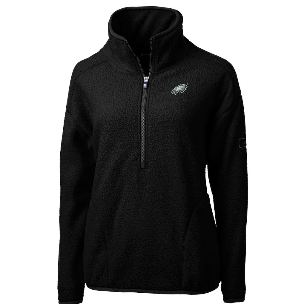 Philadelphia Eagles Cutter & Buck Women's Cascade Eco Sherpa Fleece Half-Zip Pullover Jacket - Black sale