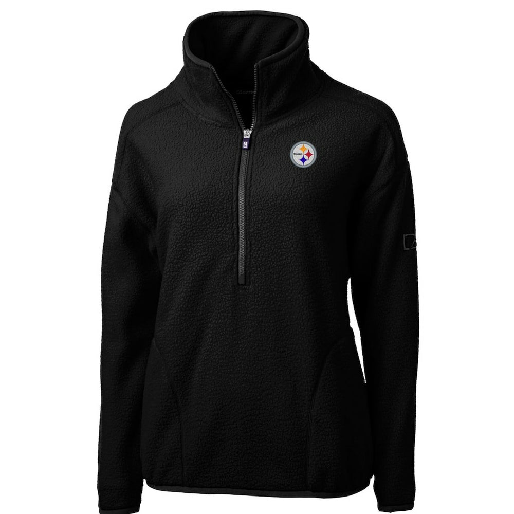 Pittsburgh Steelers Cutter & Buck Women's Cascade Eco Sherpa Fleece Half-Zip Pullover Jacket - Black sale