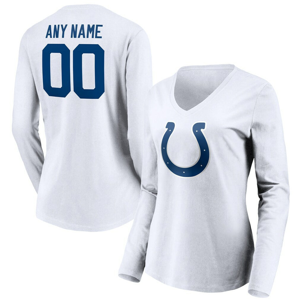 Indianapolis Colts Women's Team Authentic Logo Personalized Name & Number V-Neck Long Sleeve T-Shirt - White outlet