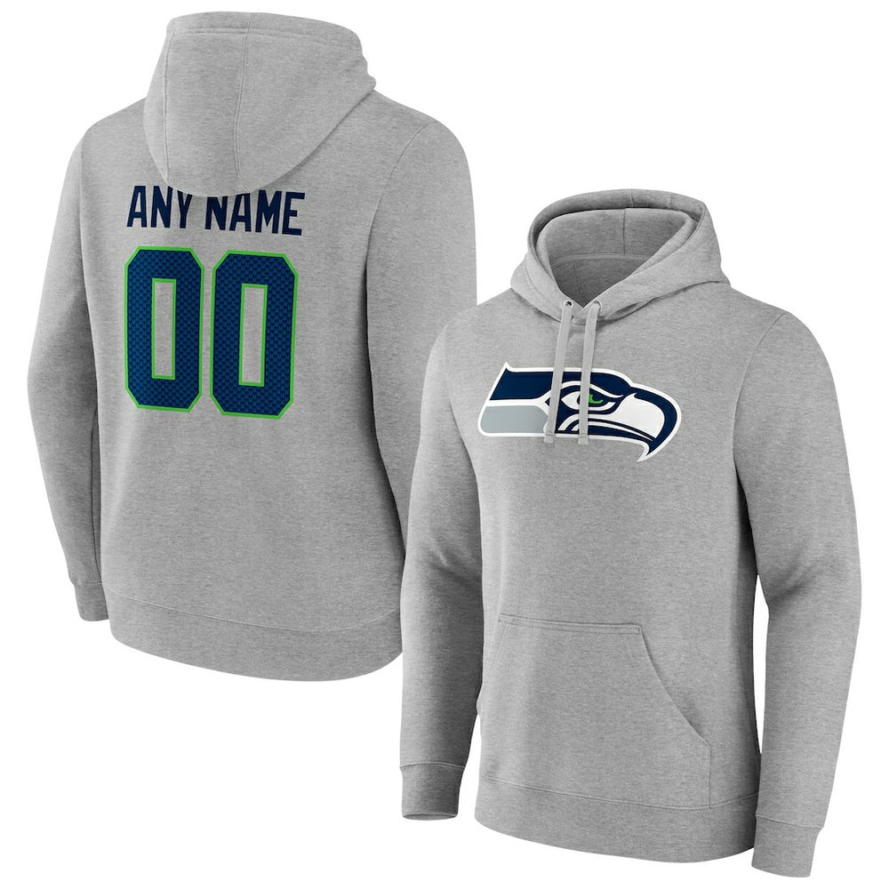 Seattle Seahawks Team Authentic Custom Pullover Hoodie - Heathered Gray outlet