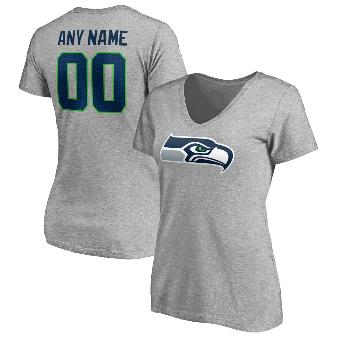 Seattle Seahawks Women's Team Authentic Custom V-Neck T-Shirt - Gray cheap