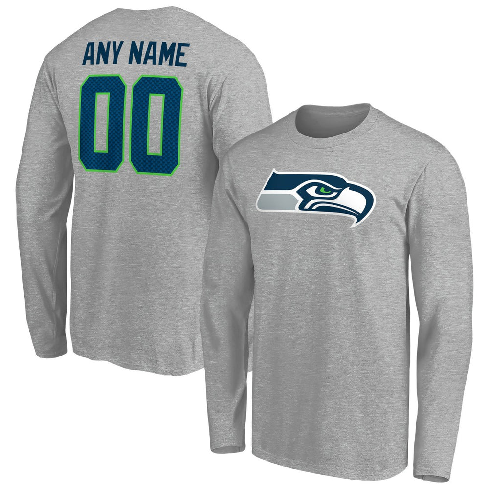 Seattle Seahawks Team Authentic Custom Long Sleeve T-Shirt - Gray sale