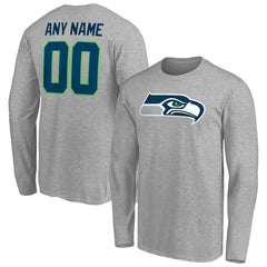 Seattle Seahawks Team Authentic Custom Long Sleeve T-Shirt - Gray sale
