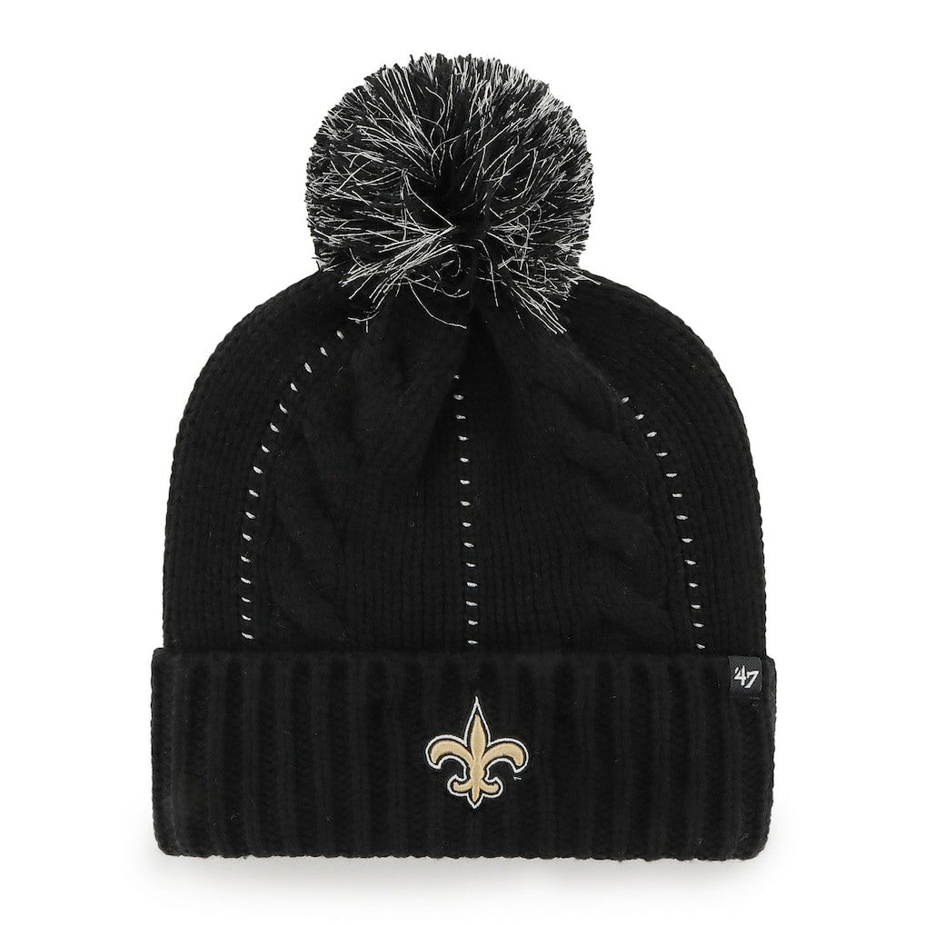 New Orleans Saints '47 Women's Bauble Cuffed Knit Hat with Pom - Black discount