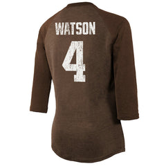 Deshaun Watson Cleveland Browns Majestic Threads Women's Name & Number Raglan 3/4 Sleeve T-Shirt - Brown for sale