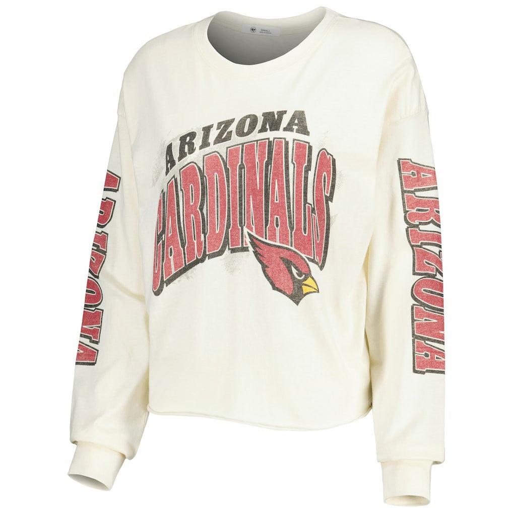 Arizona Cardinals '47 Women's Brush Back Parkway Cropped Lightweight Long Sleeve T-Shirt - Cream for sale