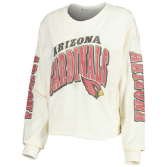 Arizona Cardinals '47 Women's Brush Back Parkway Cropped Lightweight Long Sleeve T-Shirt - Cream for sale