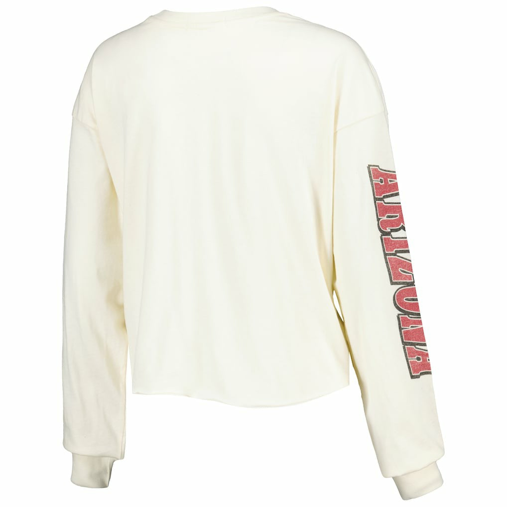 Arizona Cardinals '47 Women's Brush Back Parkway Cropped Lightweight Long Sleeve T-Shirt - Cream for sale