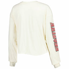 Arizona Cardinals '47 Women's Brush Back Parkway Cropped Lightweight Long Sleeve T-Shirt - Cream for sale