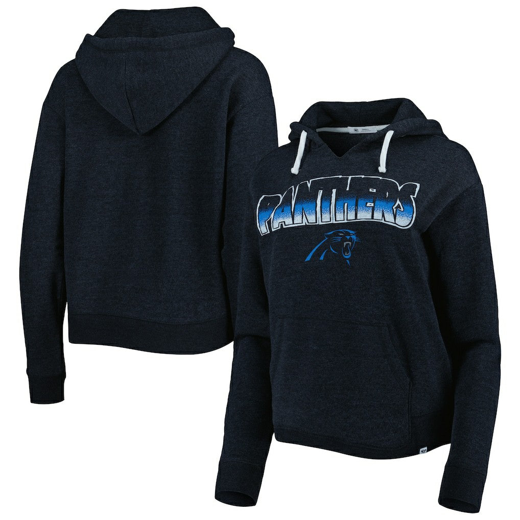 Carolina Panthers '47 Women's Color Rise Kennedy Notch Neck Pullover Hoodie - Black discount