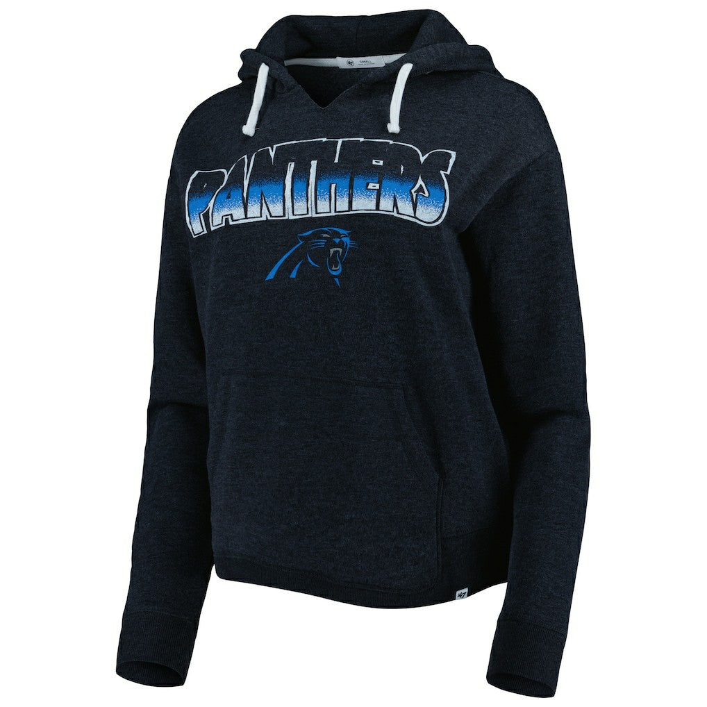 Carolina Panthers '47 Women's Color Rise Kennedy Notch Neck Pullover Hoodie - Black discount