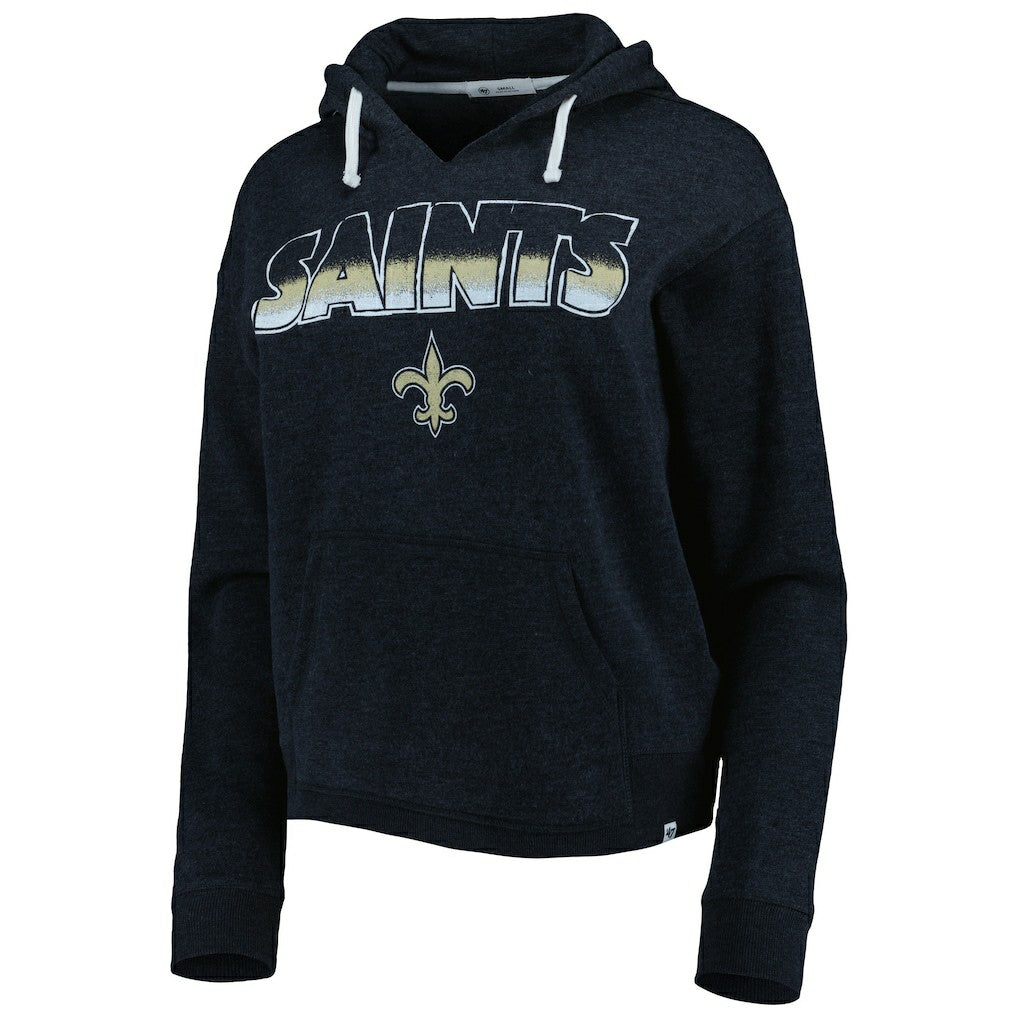 New Orleans Saints '47 Women's Color Rise Kennedy Notch Neck Pullover Hoodie - Black outlet