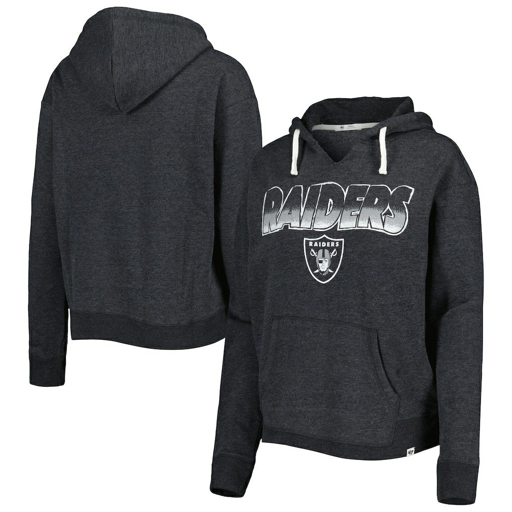 Las Vegas Raiders '47 Women's Color Rise Kennedy Notch Neck Pullover Hoodie - Black for sale