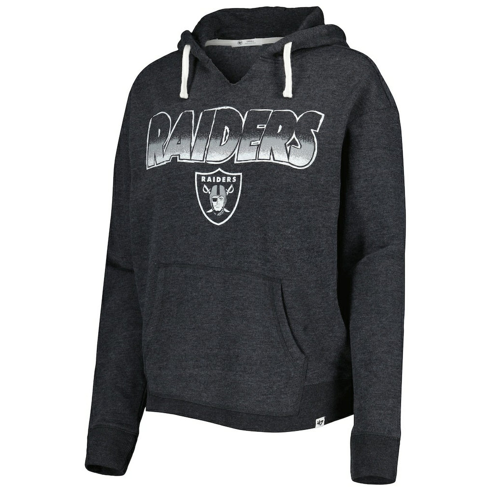Las Vegas Raiders '47 Women's Color Rise Kennedy Notch Neck Pullover Hoodie - Black for sale